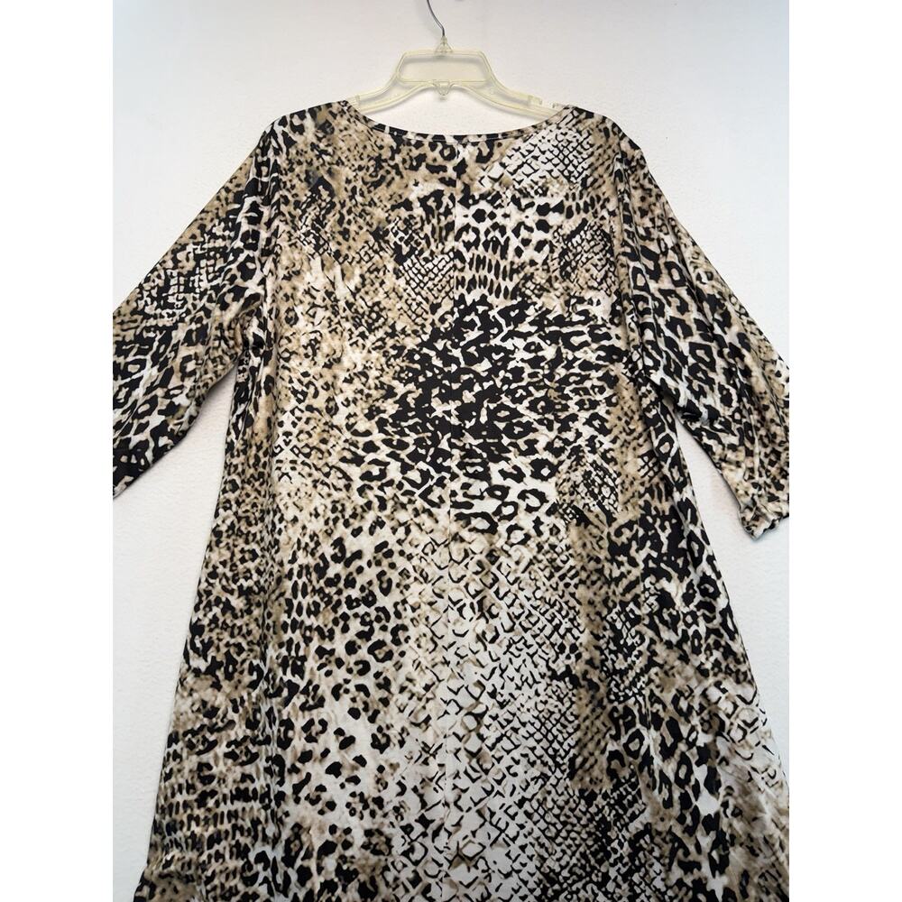 Animal Print Dress Stretchy 3/4-Sleeve Shift Dress XL Casual Travel Comfortable - Picture 5 of 12